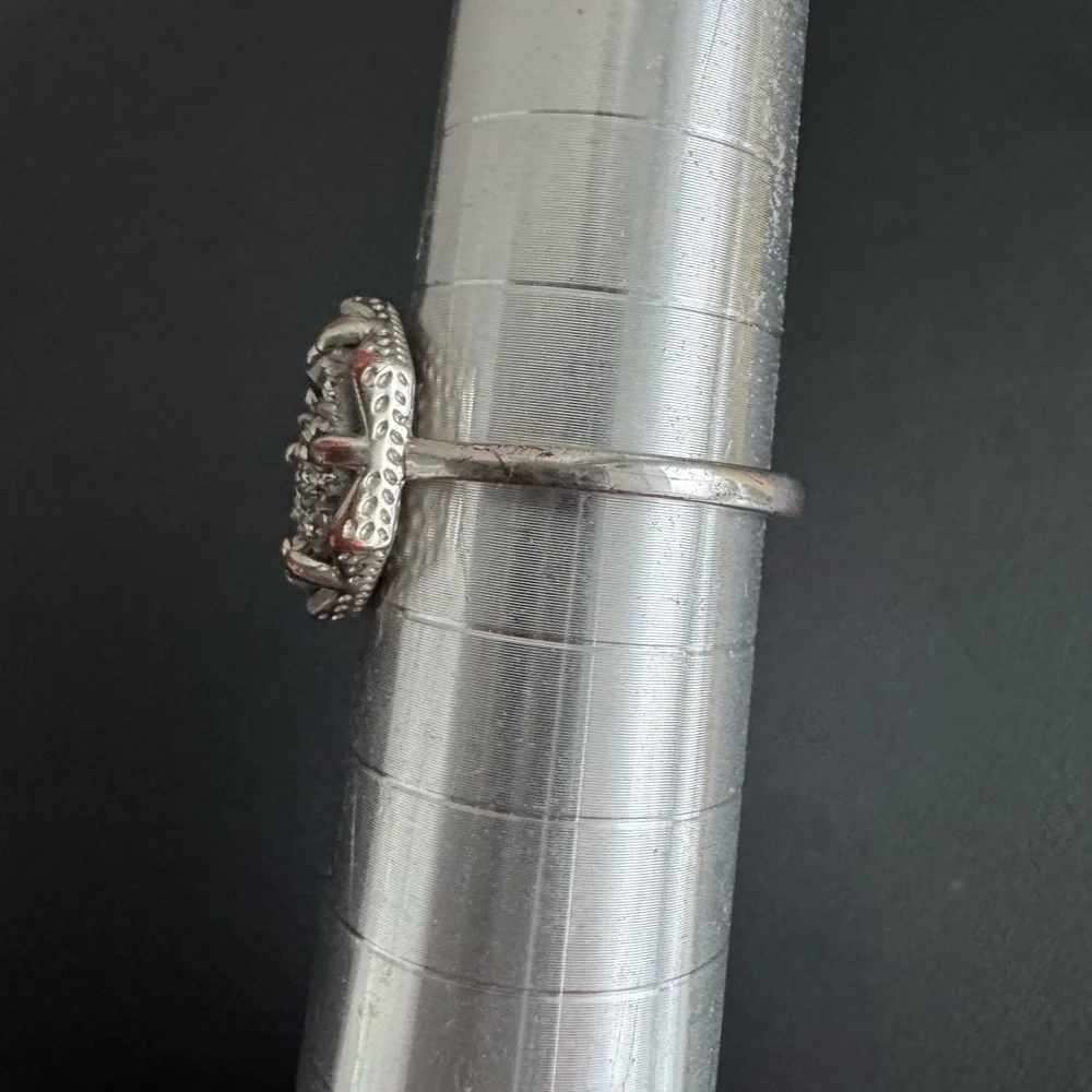Kendra Scott Kylie Silver & Silver Drusy Octagon Ring Size 6